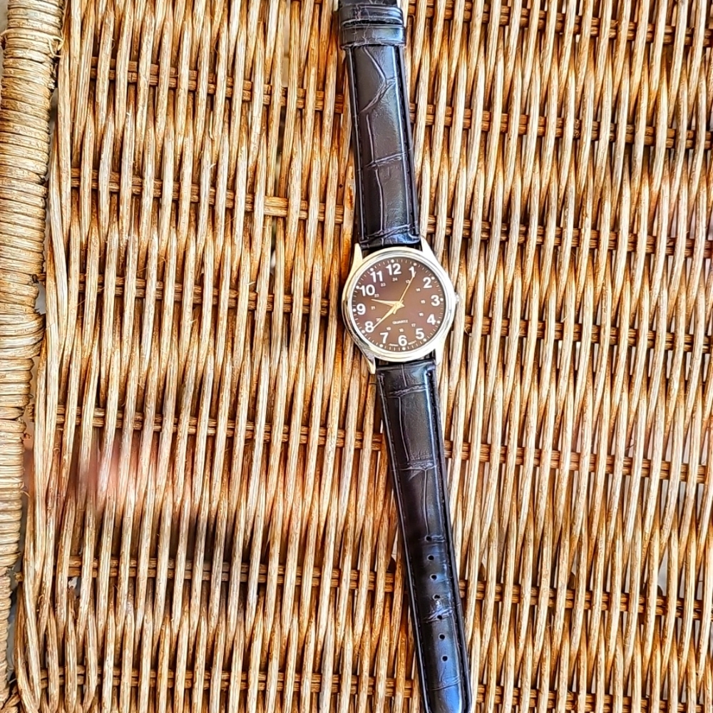 FMD Men Wristwatch Silver Tone Blue Canvas/Leather Band Quartz Analog Watch